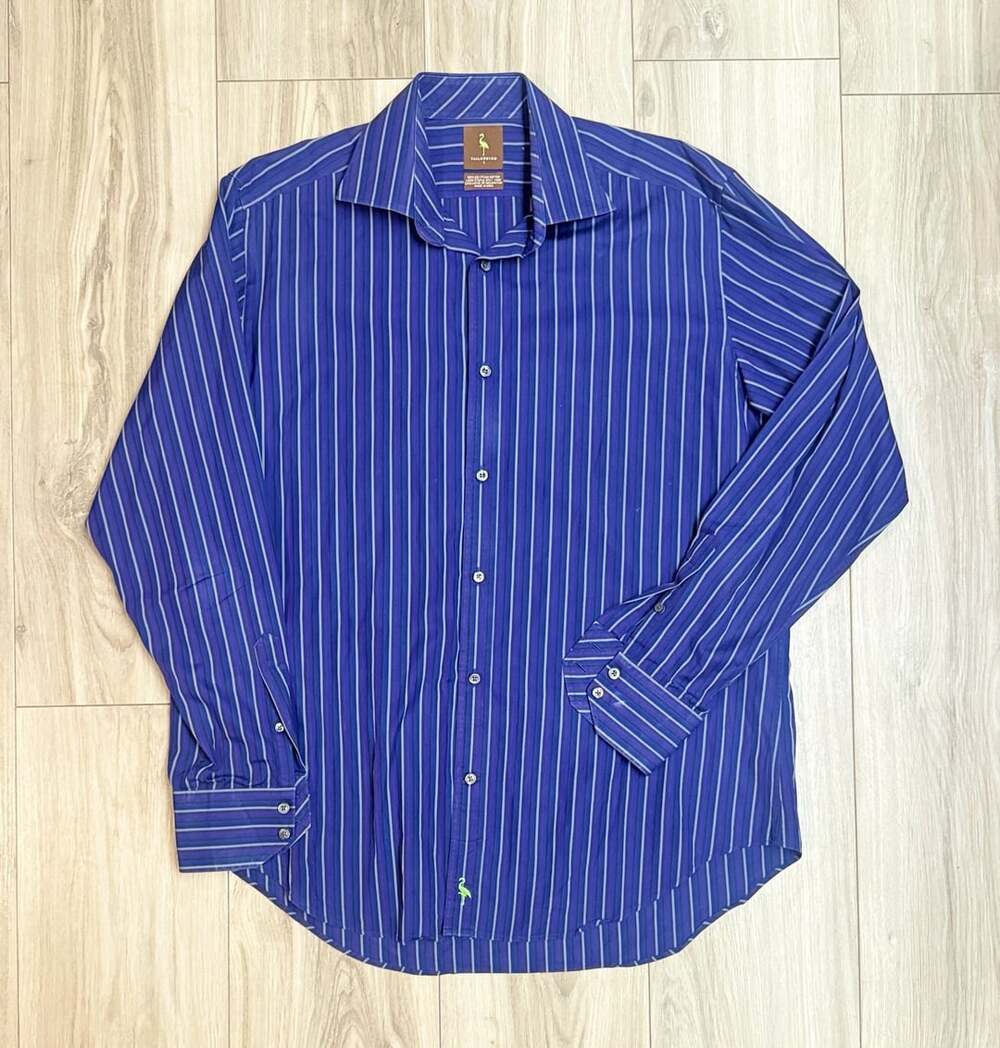 Tailorbyrd Blue Striped Long Sleeve Shirt L
